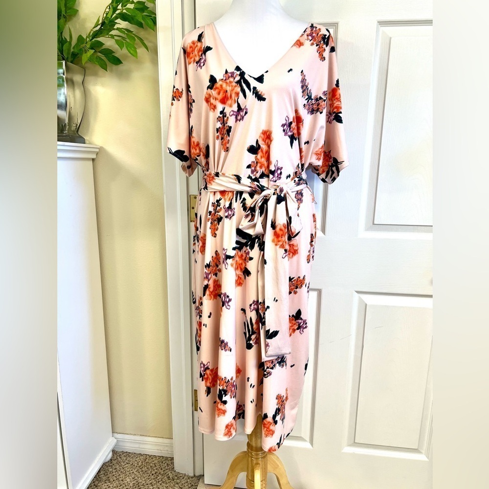 RACHEL Rachel Roy Blush Pink Floral Midi Dress